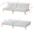 Convertible Sofa Bed Futon With Gold Metal Legs Teddy Fabric White White Teddy Foam Fabric