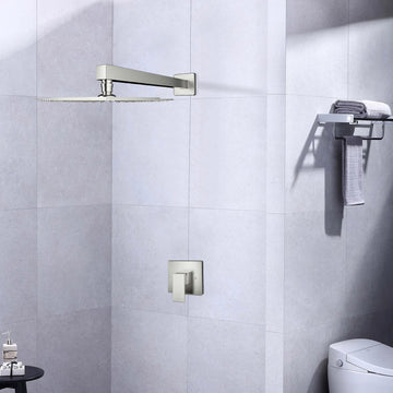 Wall Mounted Shower Faucet In Brushed Nickel Valve Included Brushed Nickel Brass