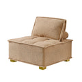 Lazy Sofa Ottoman With Gold Wooden Legs Teddy Fabric Khaki Khaki Foam Fabric