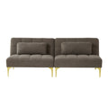 Convertible Sofa Bed Futon With Gold Metal Legs Teddy Fabric Taupe Taupe Foam Fabric