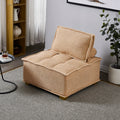 Lazy Sofa Ottoman With Gold Wooden Legs Teddy Fabric Khaki Khaki Foam Fabric