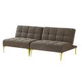 Convertible Sofa Bed Futon With Gold Metal Legs Teddy Fabric Taupe Taupe Foam Fabric