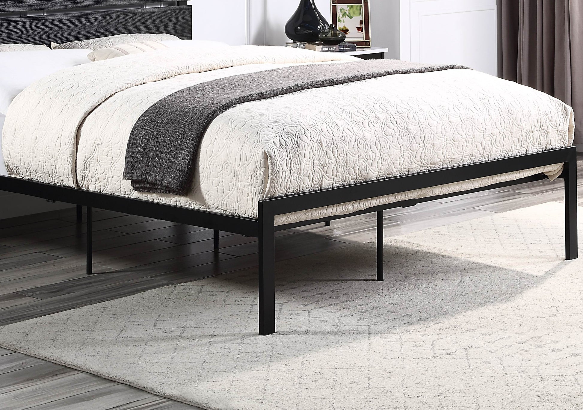 Black Metal Frame Full Size Bed 1Pc Full Black Metal Bedroom Metal