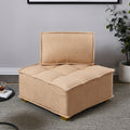 Lazy Sofa Ottoman With Gold Wooden Legs Teddy Fabric Khaki Khaki Foam Fabric