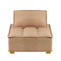 Lazy Sofa Ottoman With Gold Wooden Legs Teddy Fabric Khaki Khaki Foam Fabric