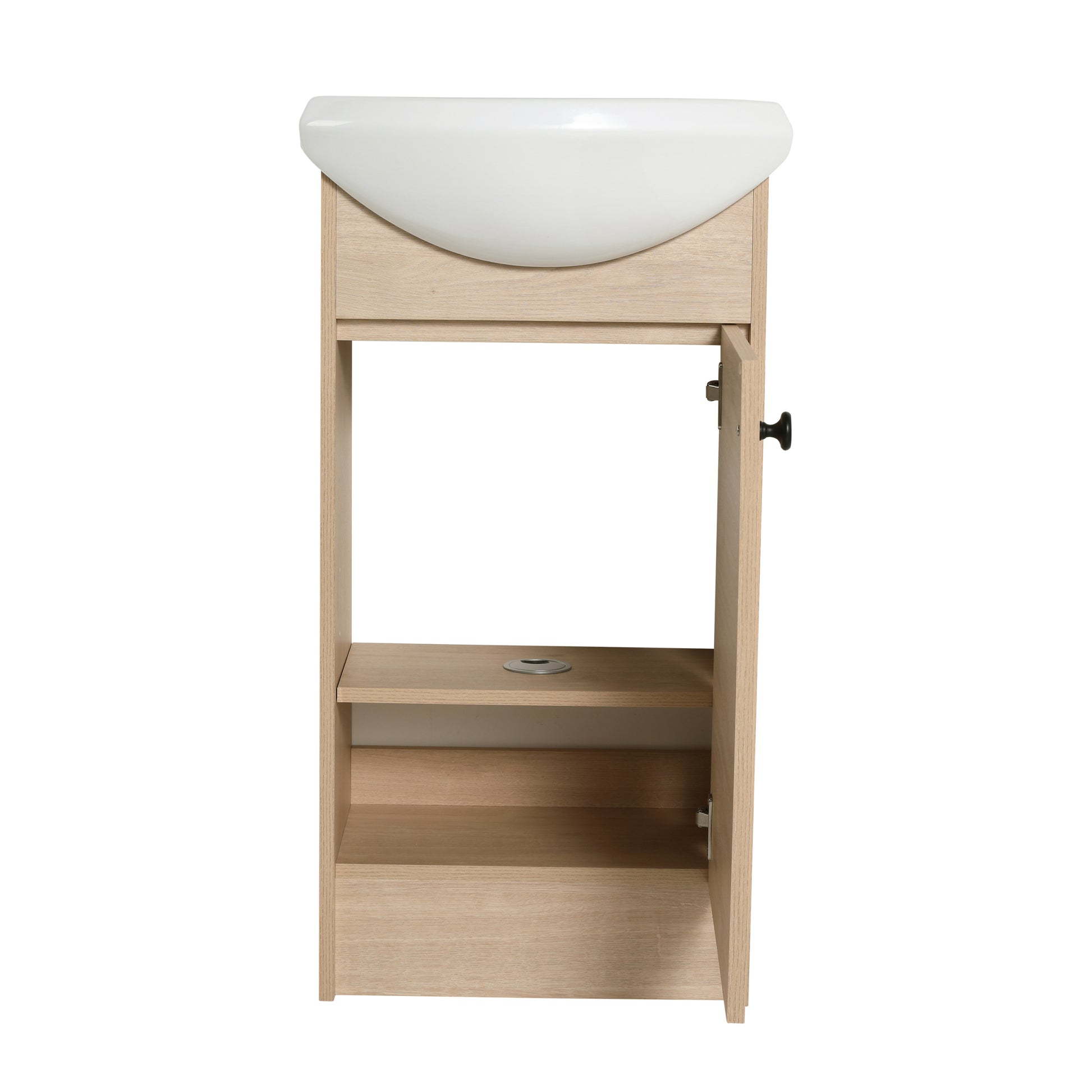 Freestanding 18 Inch Bathroom Vanity, Small Bathroom Vanity With Sink, Bathroom Vanity And Sink Combo Kd Packing G Bvb02218Plo Plain Light Oak 1 Bathroom Freestanding Plywood