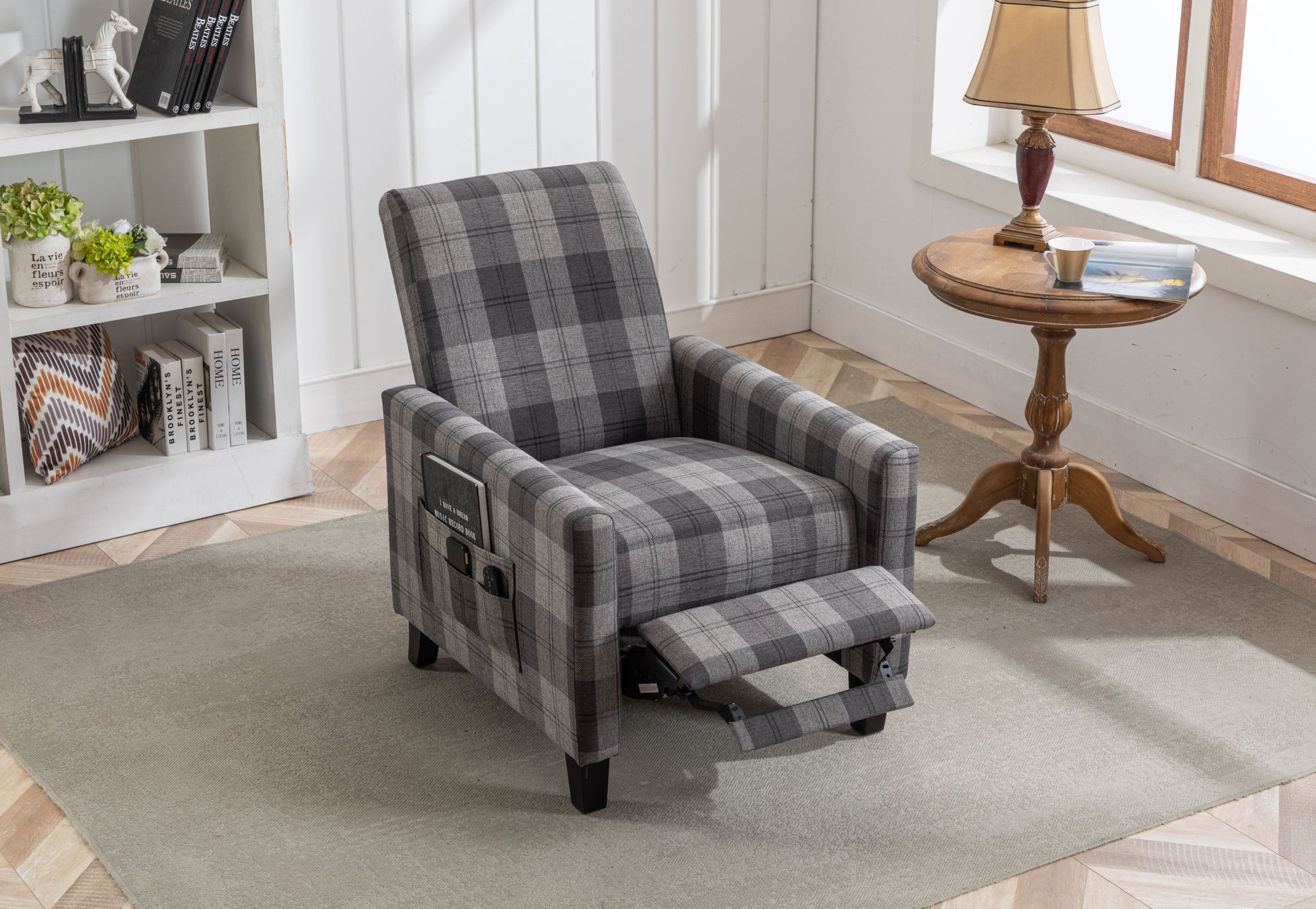 Grey Recline Chair,The Cloth Chair Is Convenient For Home Use, Comfortable And The Cushion Is Soft,Easy To Adjust Backrest Angle Grey Mix Textile