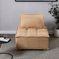 Lazy Sofa Ottoman With Gold Wooden Legs Teddy Fabric Khaki Khaki Foam Fabric