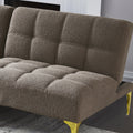 Convertible Sofa Bed Futon With Gold Metal Legs Teddy Fabric Taupe Taupe Foam Fabric