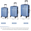 3 Piece Luggage With Tsa Lock Abs, Durable Luggage Set, Lightweight Suitcase With Hooks, Spinner Wheels Cross Stripe Luggage Sets 20In 24In 28In Light Blue Abs