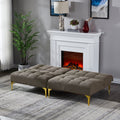 Convertible Sofa Bed Futon With Gold Metal Legs Teddy Fabric Taupe Taupe Foam Fabric