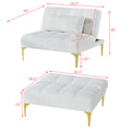 Convertible Sofa Bed Futon With Gold Metal Legs Teddy Fabric White White Teddy Foam Fabric