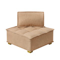 Lazy Sofa Ottoman With Gold Wooden Legs Teddy Fabric Khaki Khaki Foam Fabric