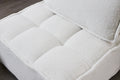 Lazy Sofa Ottoman With Gold Wooden Legs Teddy Fabric White White Foam Fabric