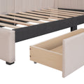 Upholstered Daybed With 2 Storage Drawers Twin Size Sofa Bed Frame No Box Spring Needed, Linen Fabric Beige Twin Beige Upholstered