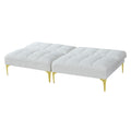 Convertible Sofa Bed Futon With Gold Metal Legs Teddy Fabric White White Teddy Foam Fabric