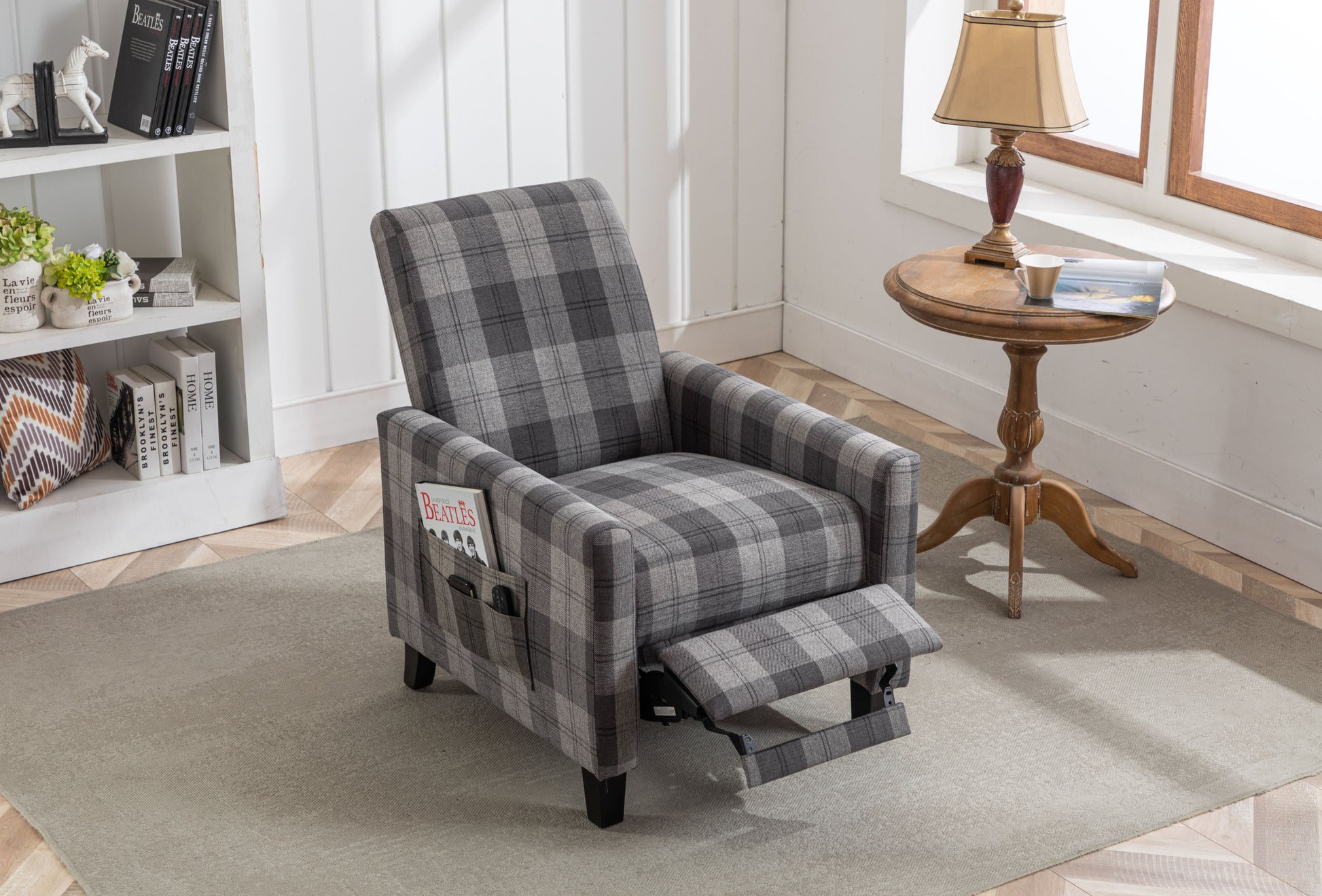 Grey Recline Chair,The Cloth Chair Is Convenient For Home Use, Comfortable And The Cushion Is Soft,Easy To Adjust Backrest Angle Grey Mix Textile