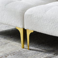 Convertible Sofa Bed Futon With Gold Metal Legs Teddy Fabric White White Teddy Foam Fabric