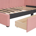 Upholstered Daybed With 2 Storage Drawers Twin Size Sofa Bed Frame No Box Spring Needed, Linen Fabric Pink Twin Pink Upholstered