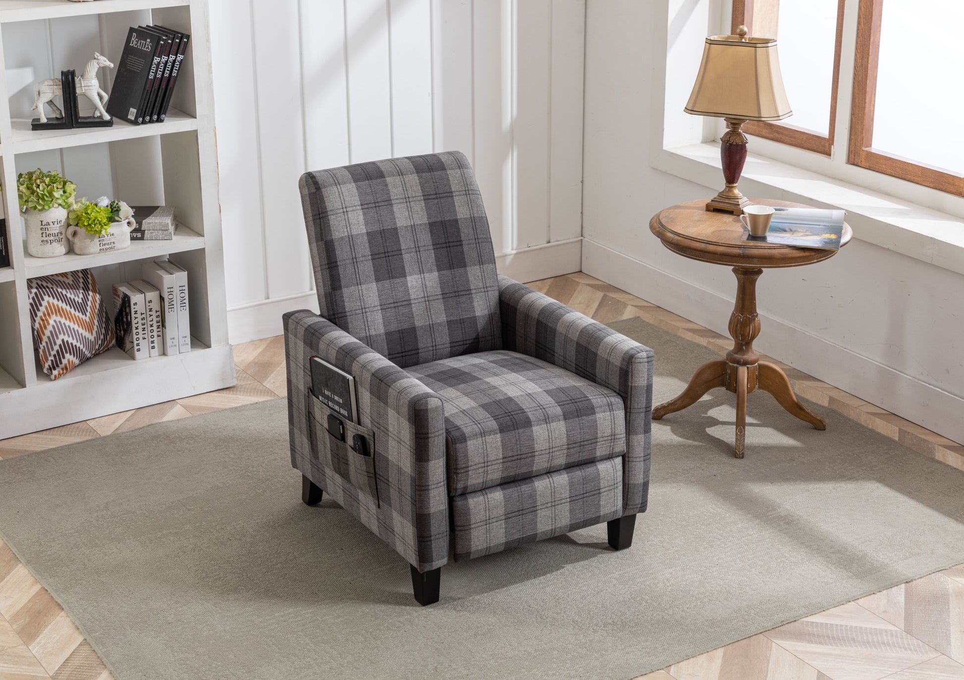 Grey Recline Chair,The Cloth Chair Is Convenient For Home Use, Comfortable And The Cushion Is Soft,Easy To Adjust Backrest Angle Grey Mix Textile