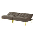 Convertible Sofa Bed Futon With Gold Metal Legs Teddy Fabric Taupe Taupe Foam Fabric