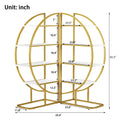 4 Tiers Home Office Open Bookshelf, Round Shape, Different Placement Ways, Mdf Board, Gold Metal Frame, White Golden White Mdf Steel