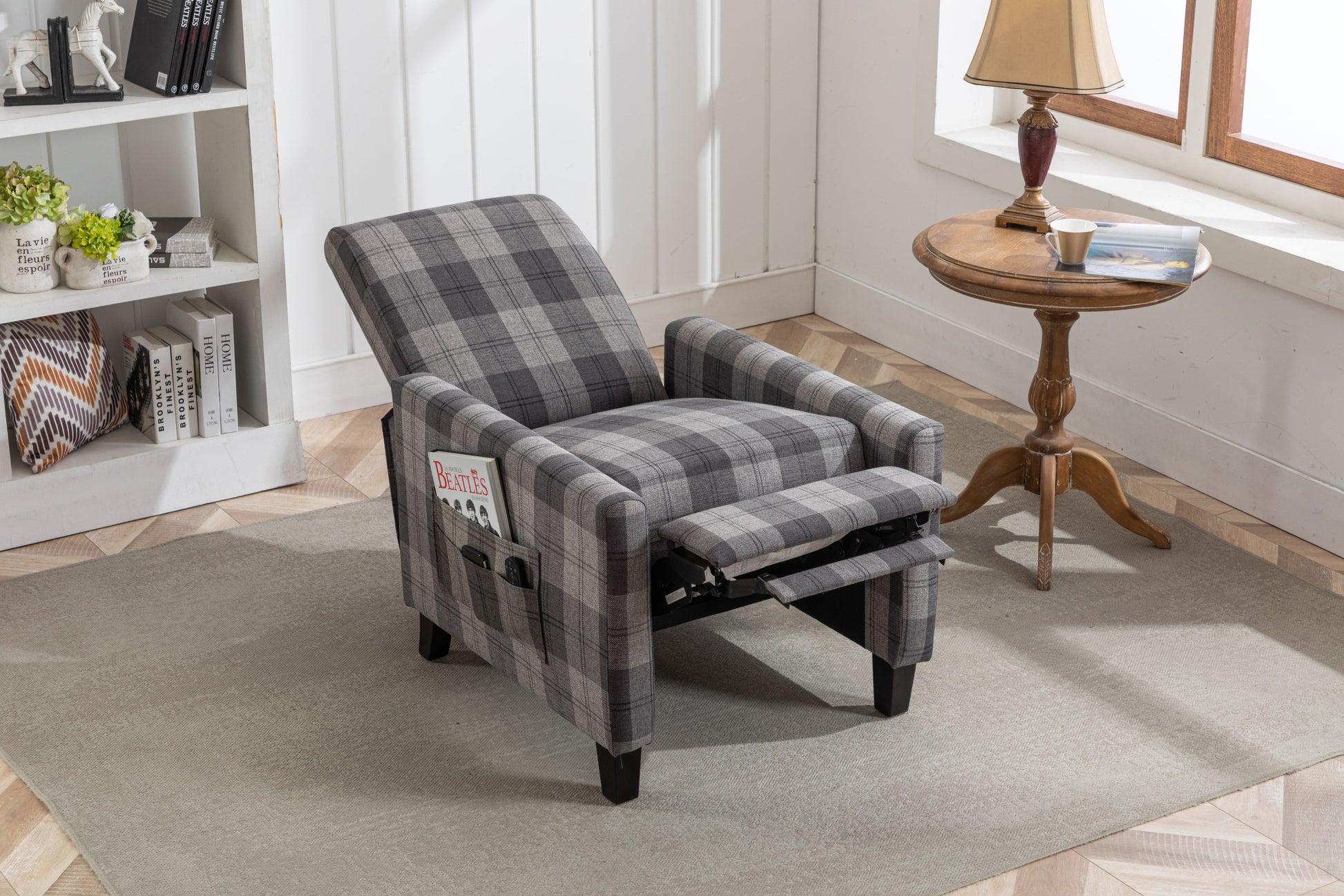 Grey Recline Chair,The Cloth Chair Is Convenient For Home Use, Comfortable And The Cushion Is Soft,Easy To Adjust Backrest Angle Grey Mix Textile