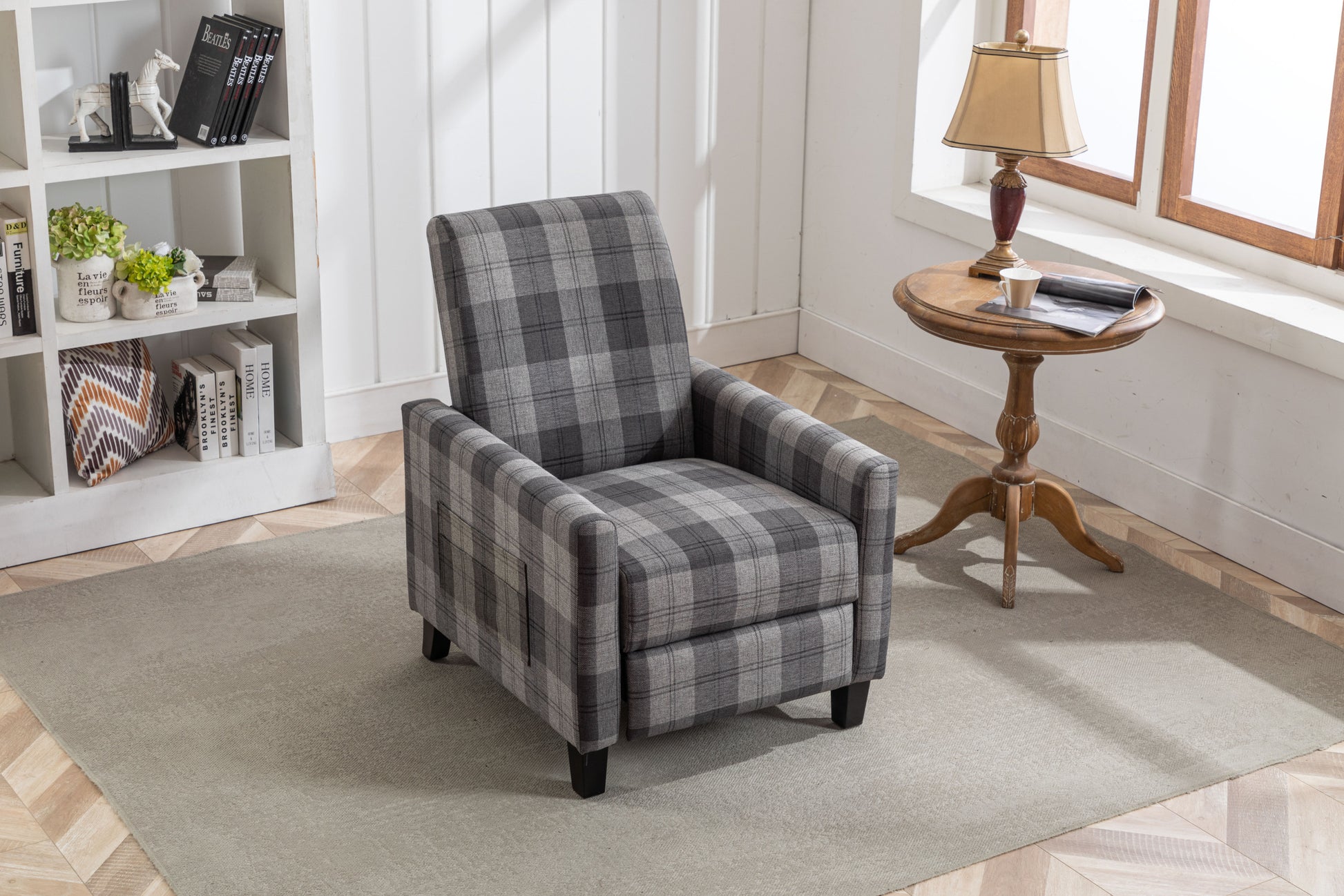 Grey Recline Chair,The Cloth Chair Is Convenient For Home Use, Comfortable And The Cushion Is Soft,Easy To Adjust Backrest Angle Grey Mix Textile