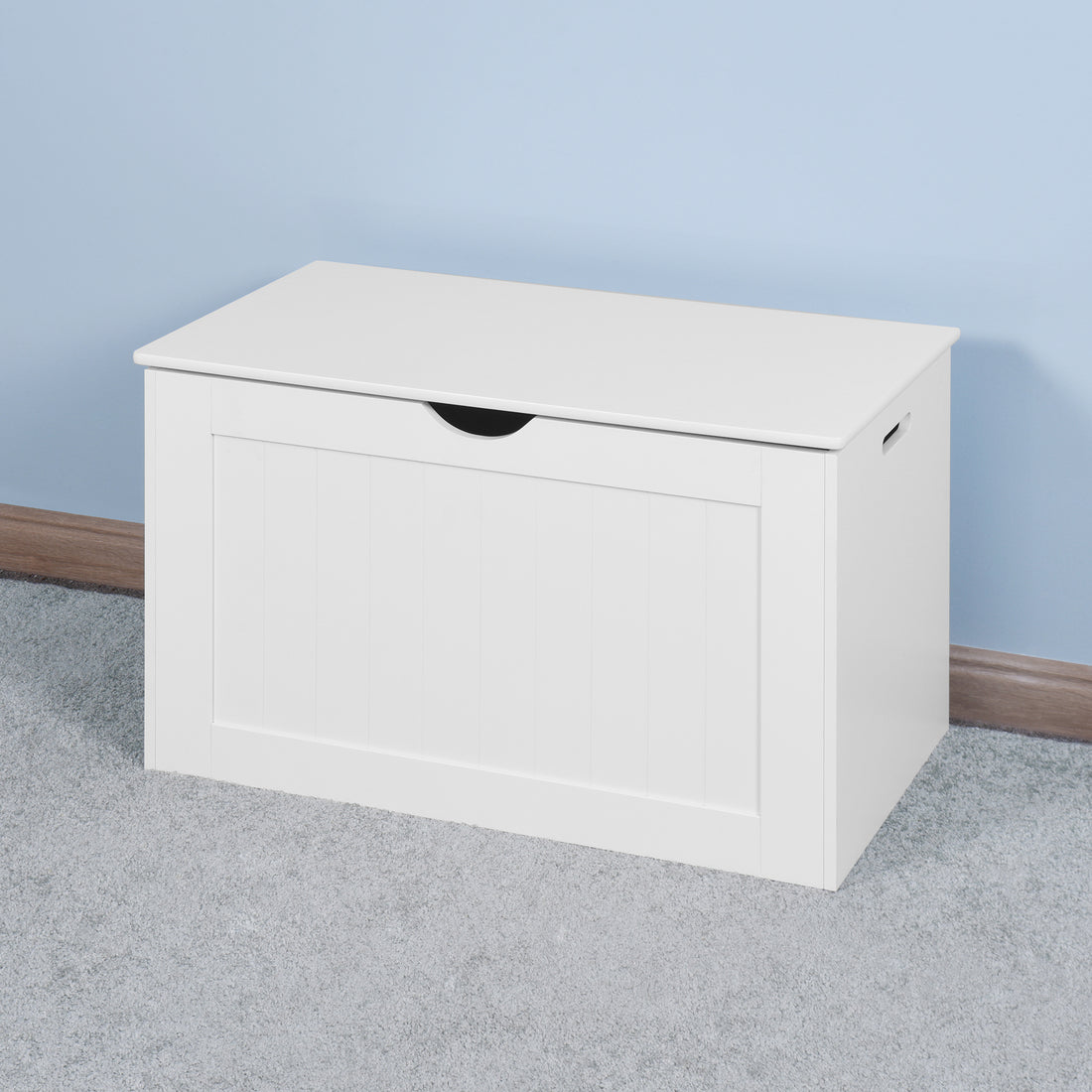 White Lift Top Entryway Storage Cabinet With 2 Safety Hinge, Wooden Toy Box White Mdf