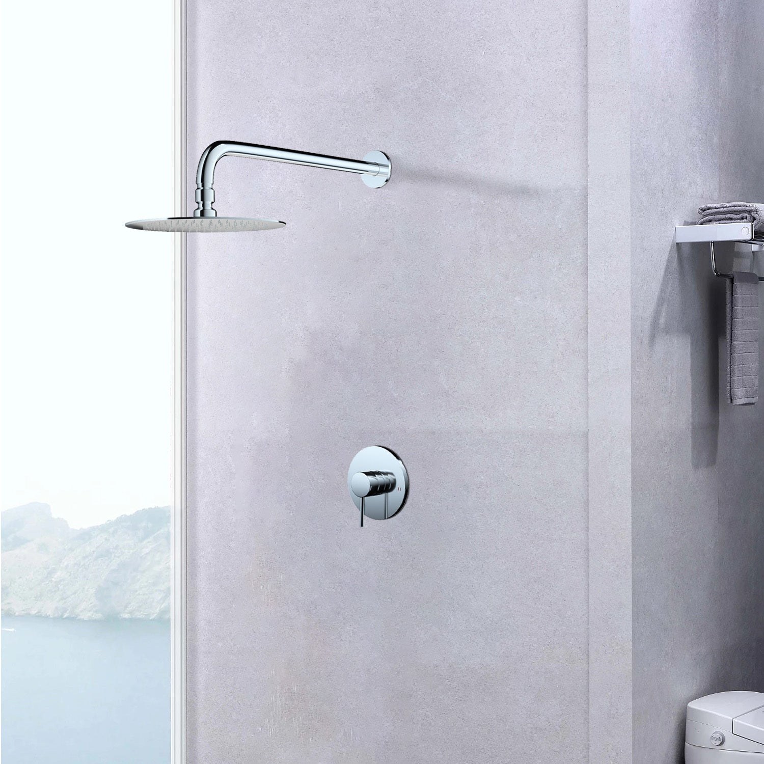 Wall Mounted Shower Faucet In Chrome Valve Included Chrome Brass