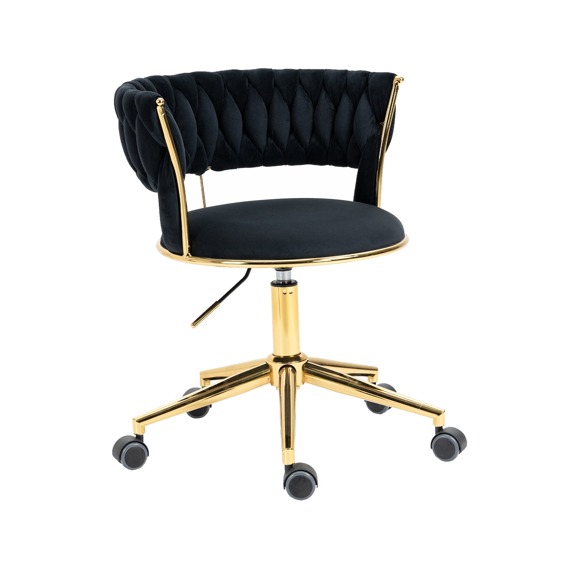 Coolmore Home Office Desk Chair, Vanity Chair, Modern Adjustable Home Computer Executive Chair Swivel Task Chair For Small Space, Living Room, Make Up, Studying Black Polyester