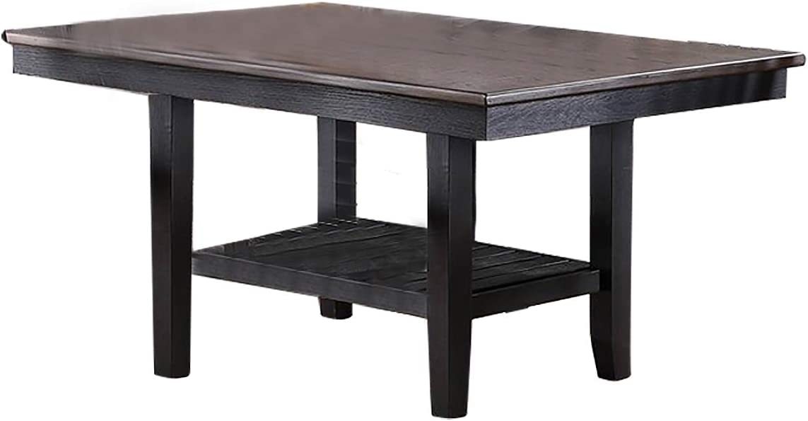 1Pc Dining Table Dark Coffee Finish Kitchen Breakfast Dining Room Furniture Table W Storage Shelve Rubber Wood Coffee Gray Dining Room Contemporary,Modern Rubberwood Solid Wood