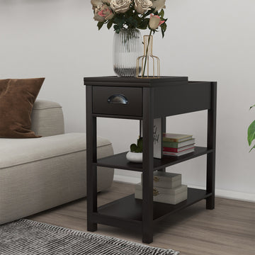 Narrow Sided Table With Drawers And Bottom Partition In Flip Over Design Brown Package Contains Two Products Brown White Mdf