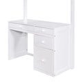 Twin Size Loft Bed With Ladder, Shelves, And Desk, White Gray Solid Wood Mdf