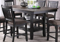 Transitional Dining Room 7Pc Set Dark Coffee Rubberwood Counter Height Dining Table W 2X Shelfs And 6X High Chairs Fabric Upholstered Seats Unique Back Counter Height Chairs Gray Wood Dining Room Solid Wood Rubberwood Rectangular Dining Table With Chair