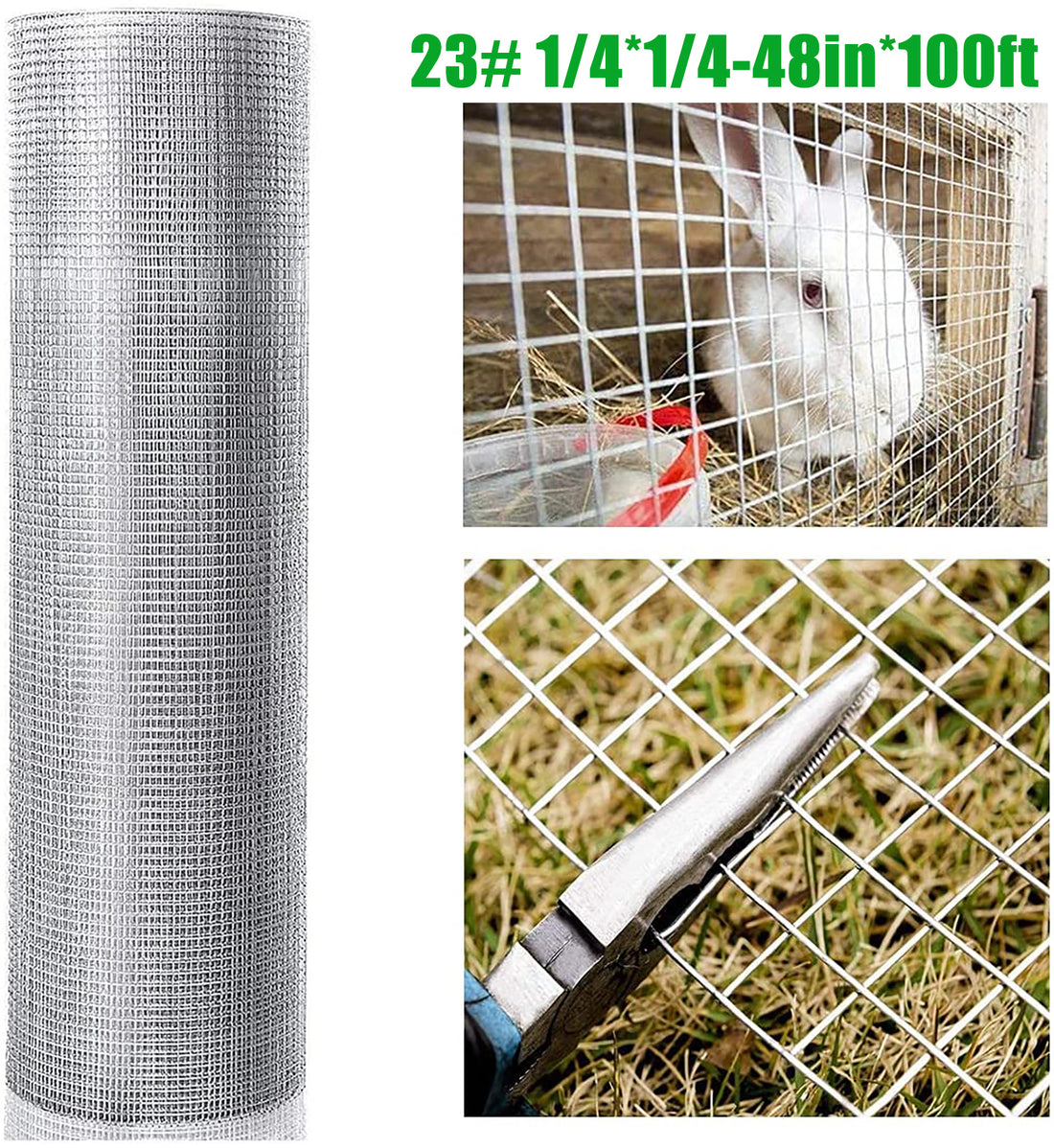 48Inx100Ft 1 4 In 23 Gauge Hardware Cloth Welded Cage Wire Chicken Fence Mesh Rolls Square Chicken Wire Netting Raised Garden Rabbit Fence Snake Fencing Rodent Animals Silver Iron