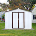 Metal Garden Sheds 10Ftx8Ft Outdoor White Coffee White Metal