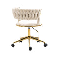Coolmore Home Office Desk Chair, Vanity Chair, Modern Adjustable Home Computer Executive Chair Swivel Task Chair For Small Space, Living Room, Make Up, Studying Ivory Polyester