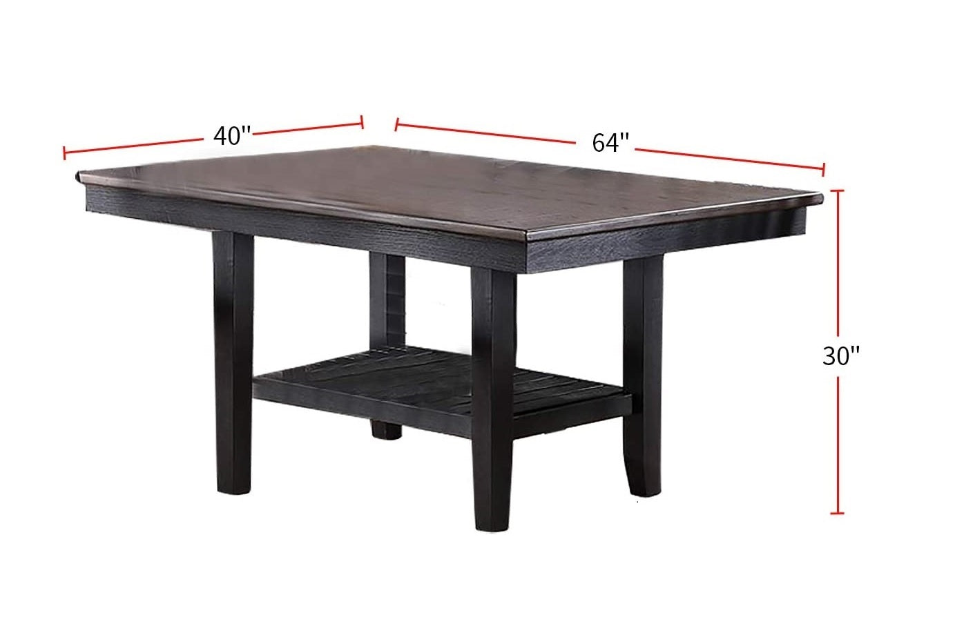 1Pc Dining Table Dark Coffee Finish Kitchen Breakfast Dining Room Furniture Table W Storage Shelve Rubber Wood Coffee Gray Dining Room Contemporary,Modern Rubberwood Solid Wood