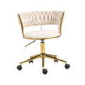 Coolmore Home Office Desk Chair, Vanity Chair, Modern Adjustable Home Computer Executive Chair Swivel Task Chair For Small Space, Living Room, Make Up, Studying Ivory Polyester