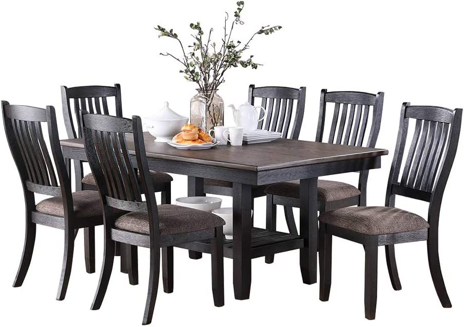 1Pc Dining Table Dark Coffee Finish Kitchen Breakfast Dining Room Furniture Table W Storage Shelve Rubber Wood Coffee Gray Dining Room Contemporary,Modern Rubberwood Solid Wood