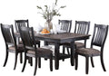 Transitional Dining Room 7Pc Set Dark Coffee Rubberwood Dining Table W Shelf And 6X Side Chairs Fabric Upholstered Seats Unique Back Chairs Gray Wood Dining Room Solid Wood Rubberwood Rectangular