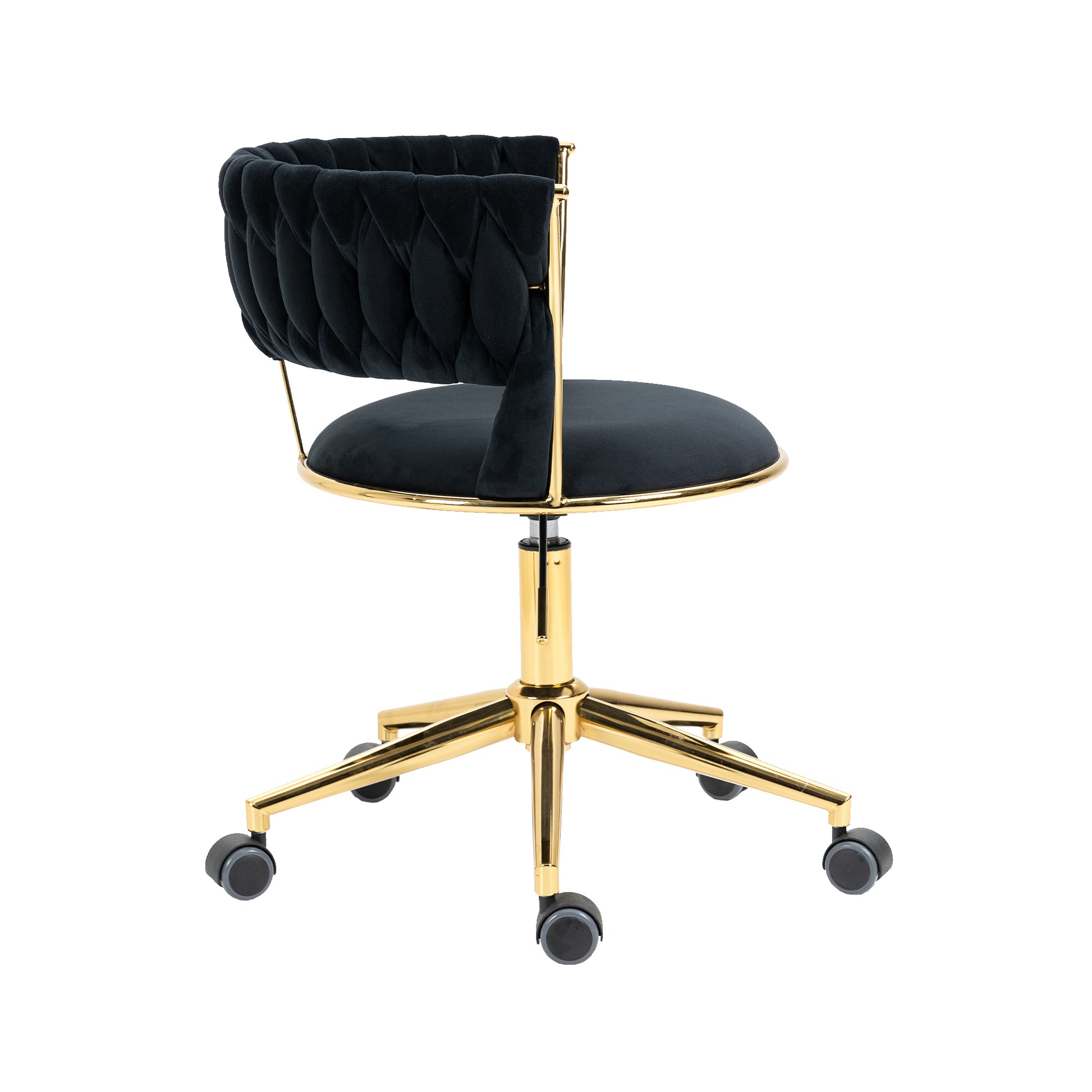 Coolmore Home Office Desk Chair, Vanity Chair, Modern Adjustable Home Computer Executive Chair Swivel Task Chair For Small Space, Living Room, Make Up, Studying Black Polyester
