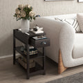 Narrow Sided Table With Drawers And Bottom Partition In Flip Over Design Brown Package Contains Two Products Brown White Mdf