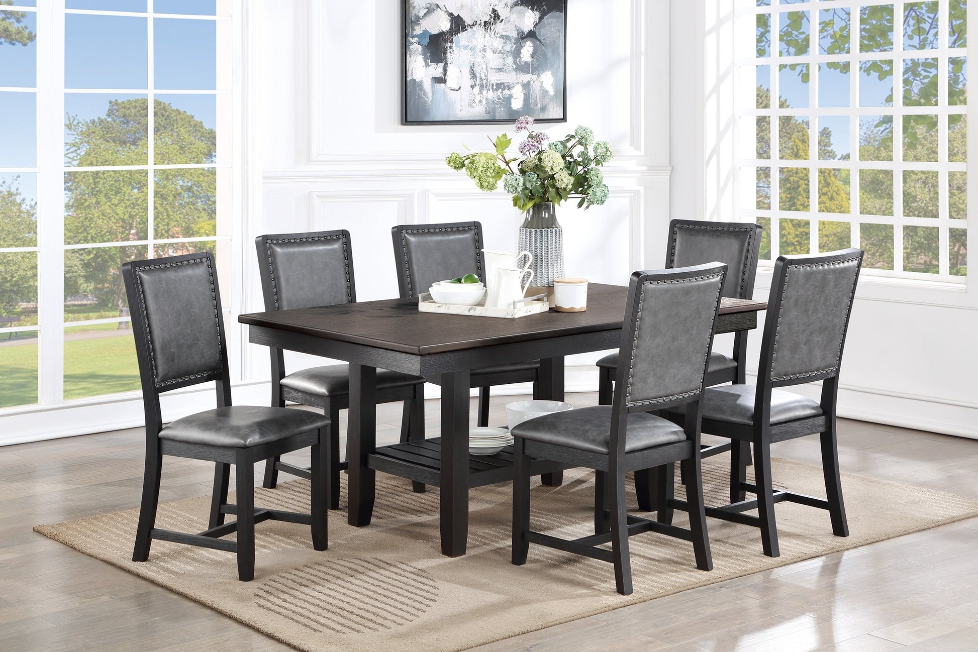 1Pc Dining Table Dark Coffee Finish Kitchen Breakfast Dining Room Furniture Table W Storage Shelve Rubber Wood Coffee Gray Dining Room Contemporary,Modern Rubberwood Solid Wood
