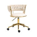 Coolmore Home Office Desk Chair, Vanity Chair, Modern Adjustable Home Computer Executive Chair Swivel Task Chair For Small Space, Living Room, Make Up, Studying Ivory Polyester