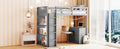 Twin Size Loft Bed With Ladder, Shelves, And Desk, Gray Gray Solid Wood Mdf