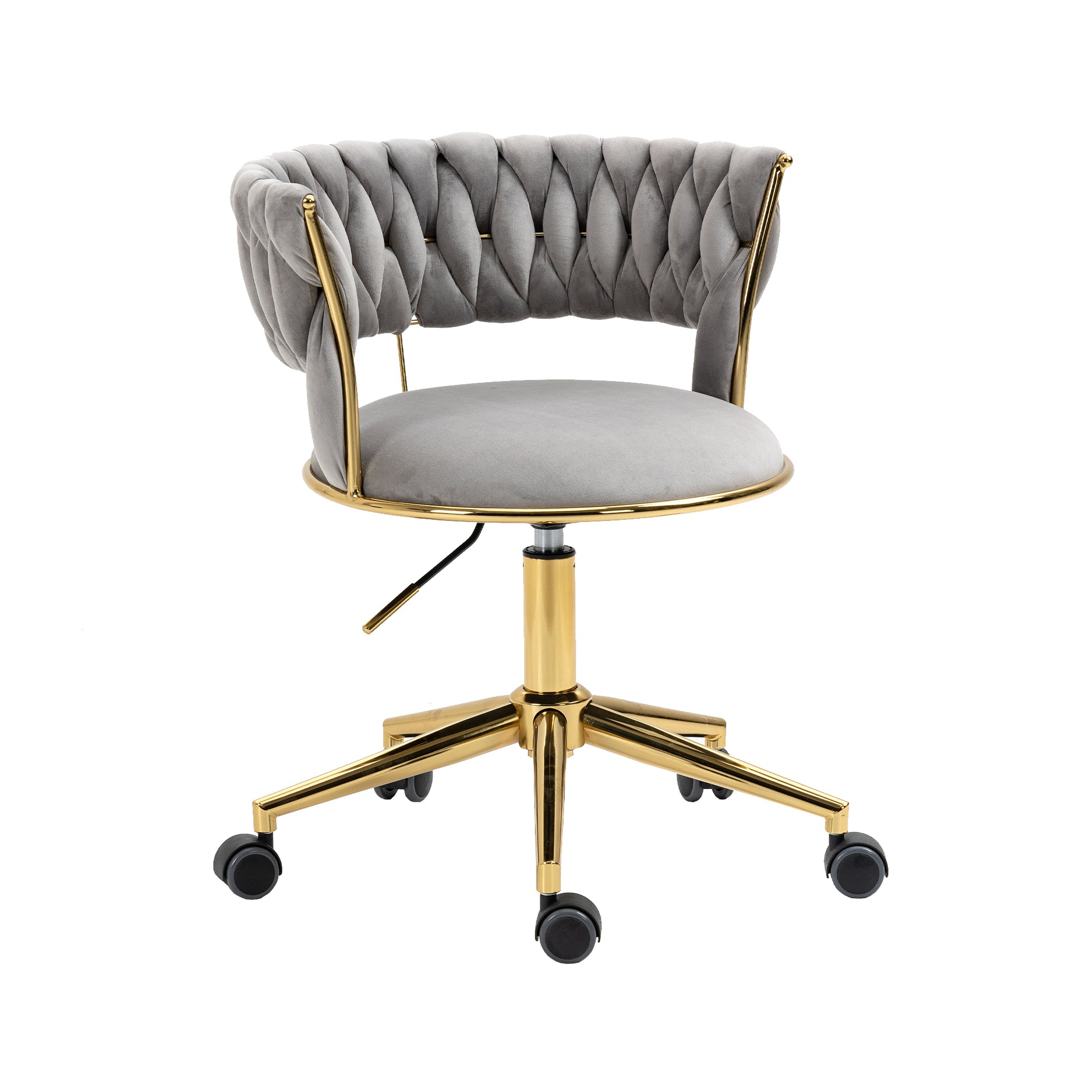 Coolmore Home Office Desk Chair, Vanity Chair, Modern Adjustable Home Computer Executive Chair Swivel Task Chair For Small Space, Living Room, Make Up, Studying Gray Polyester