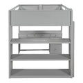 Full Size Loft Bed With Ladder, Shelves, And Desk, Gray Gray Solid Wood Mdf