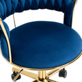 Coolmore Home Office Desk Chair, Vanity Chair, Modern Adjustable Home Computer Executive Chair Swivel Task Chair For Small Space, Living Room, Make Up, Studying Navy Polyester
